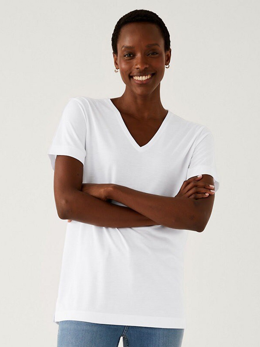 

Marks & Spencer V-Neck Knitted T-shirt, White