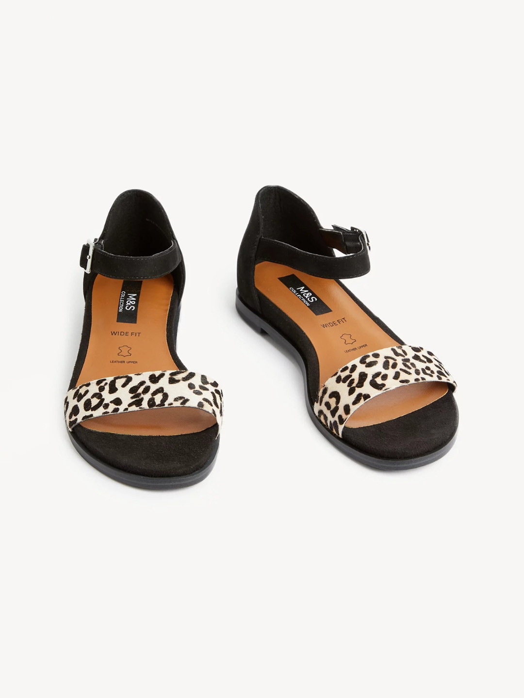 

Marks & Spencer Printed Open Toe Flats, Black