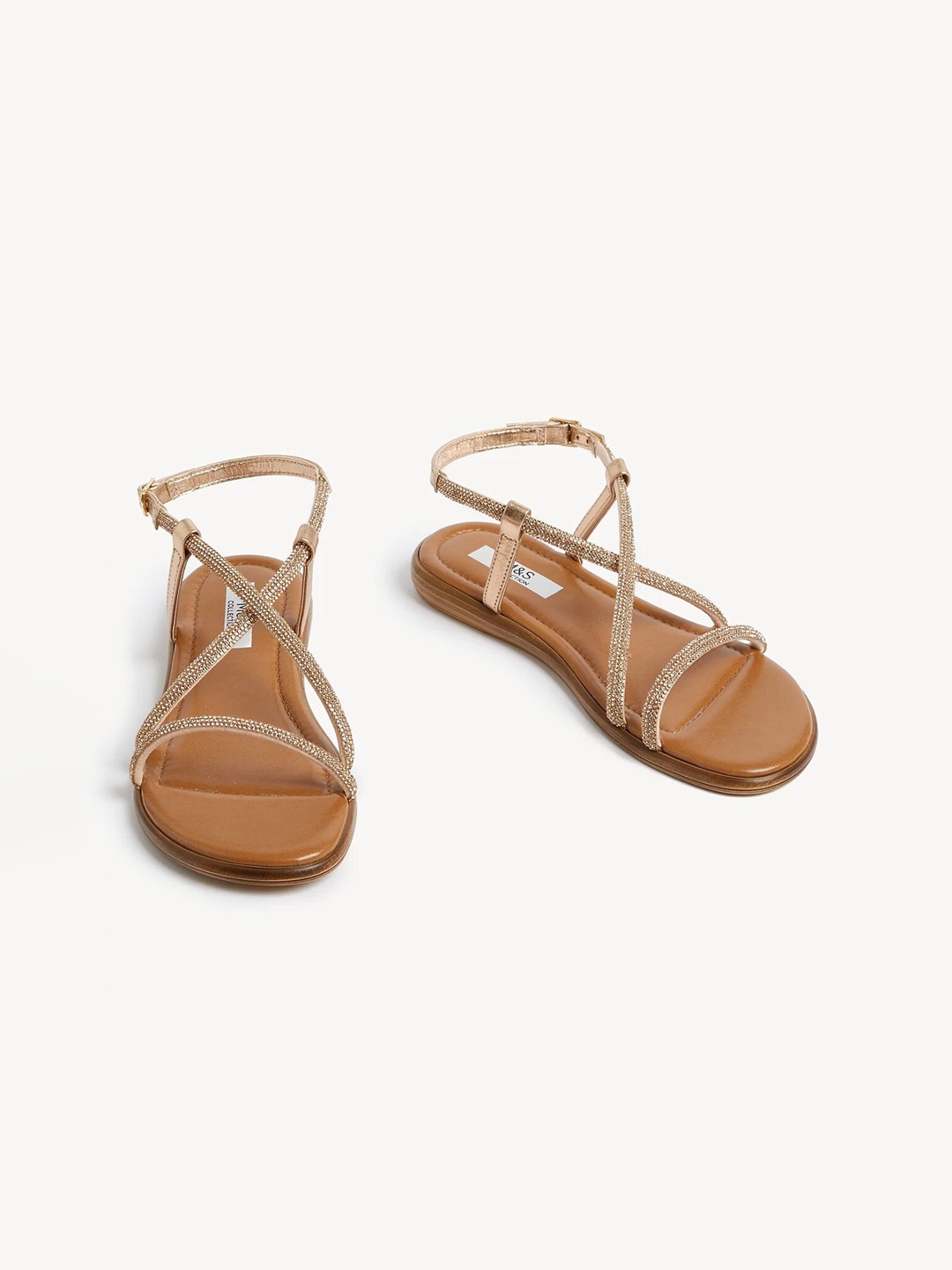 

Marks & Spencer Embellished Open Toe Flats, Copper