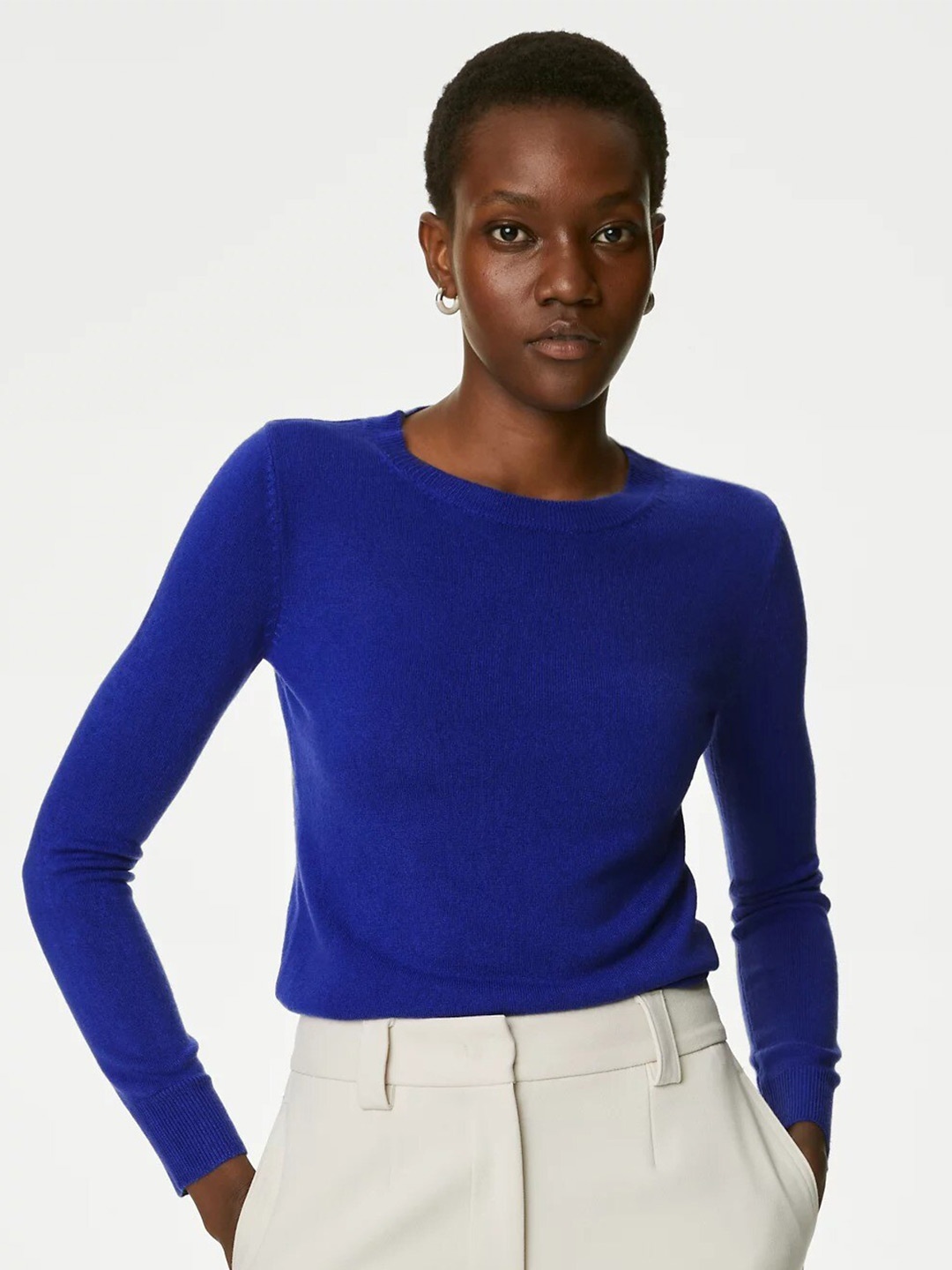 

Marks & Spencer Round Neck Acrylic Pullover Sweater, Blue