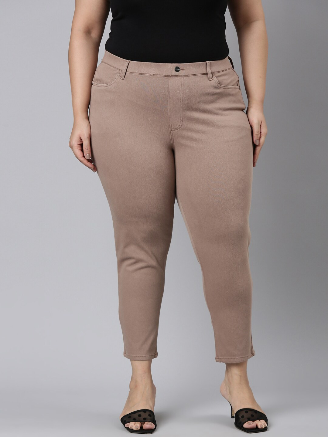 

Go Colors Plus Size Women Slim Fit Jeggings, Brown