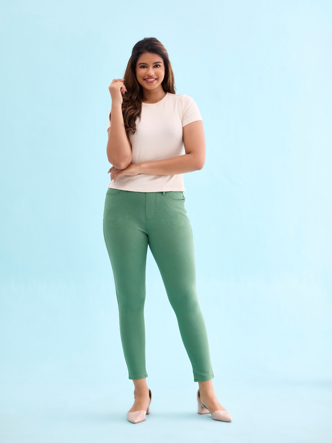 

Go Colors Women Slim Fit Jeggings, Green