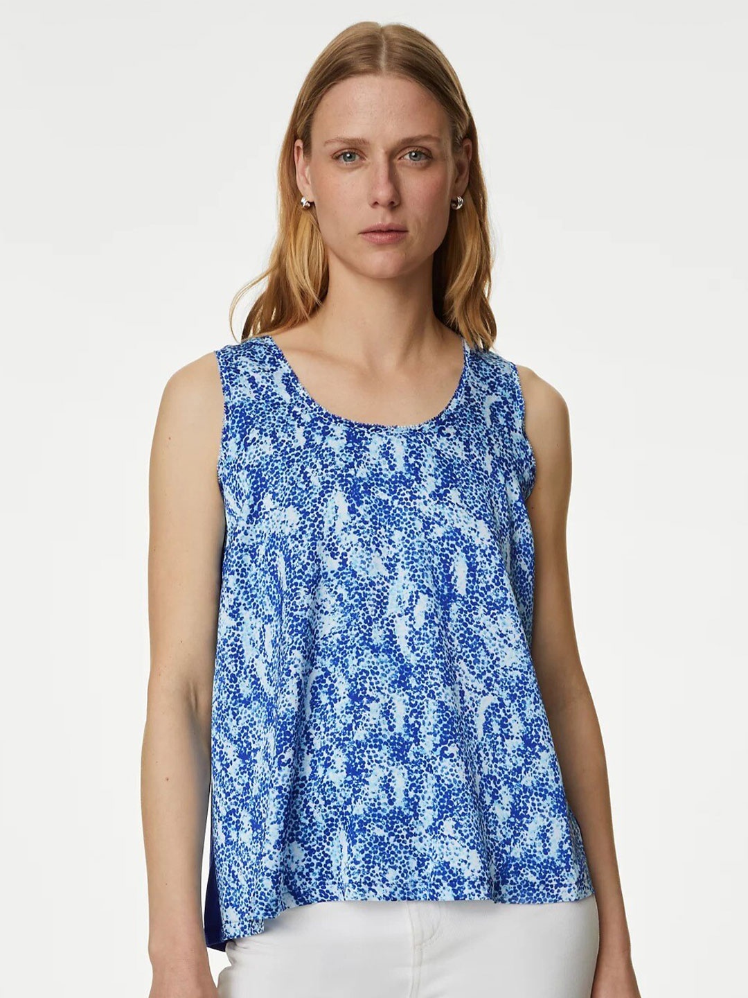 

Marks & Spencer Printed Round Neck Top, Blue