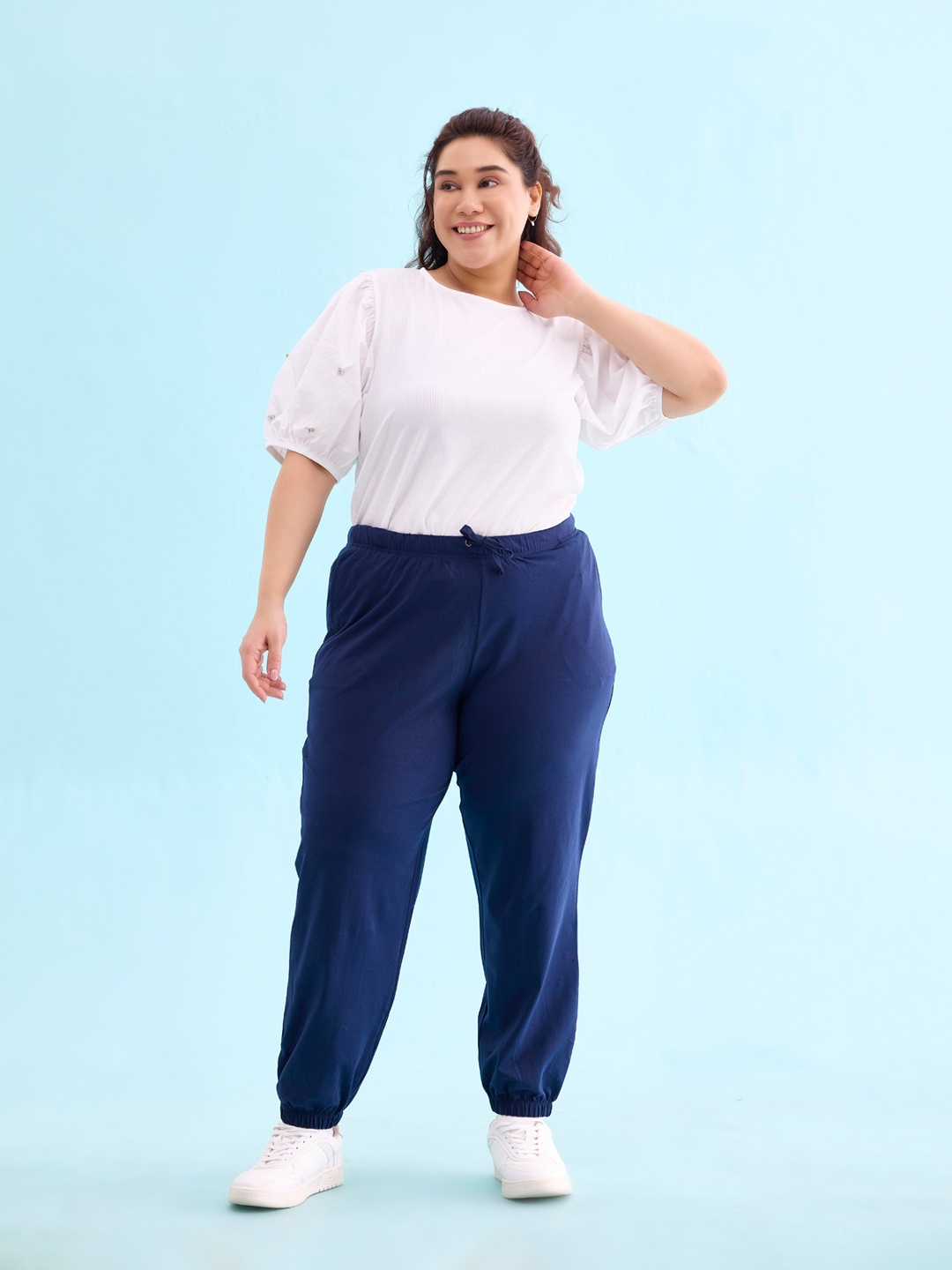 

Go Colors Women Mid-Rise Joggers, Navy blue