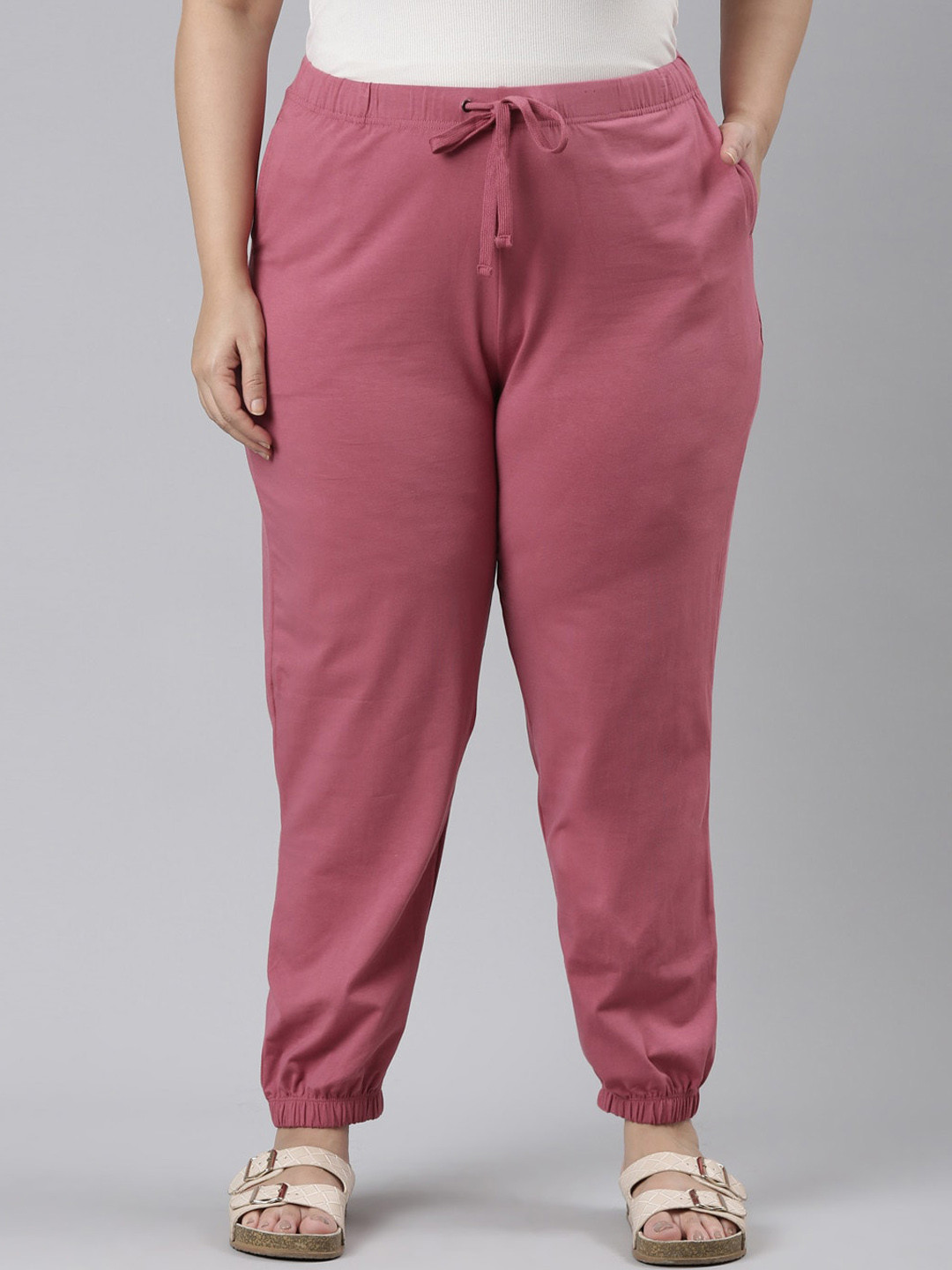 

Go Colors Women Plus Size Mid-Rise Joggers, Pink