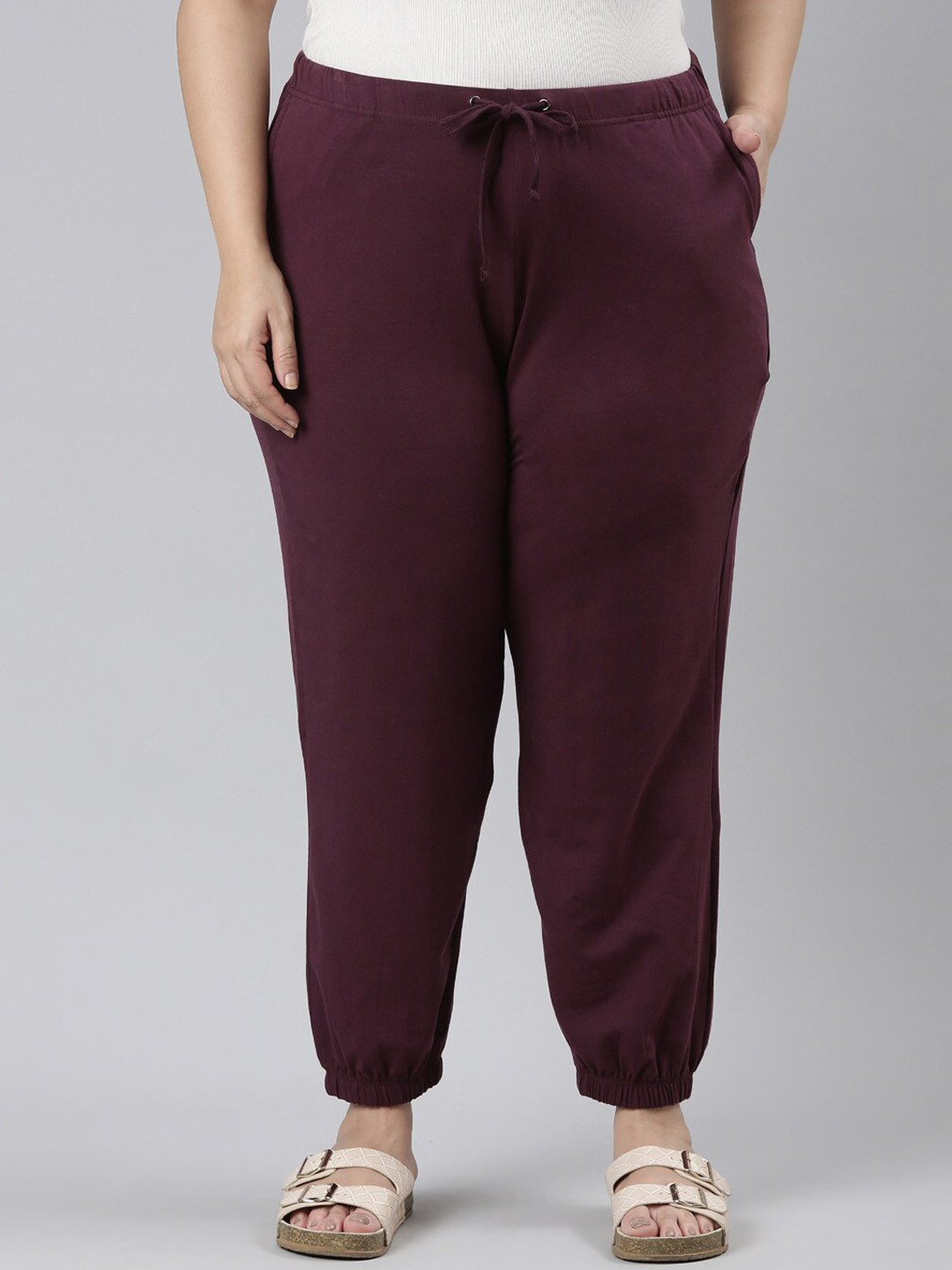 

Go Colors Women Plus Size Mid-Rise Joggers, Purple