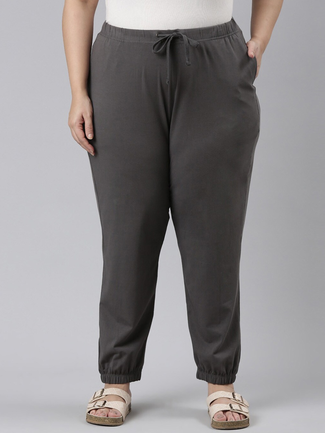 

Go Colors Women Plus Size Mid-Rise Joggers, Grey