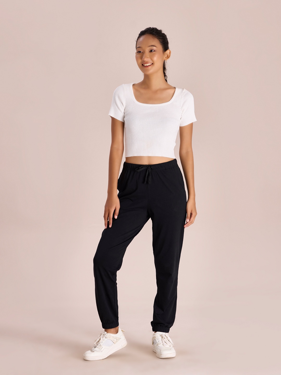 

Go Colors Women Plus Size Mid-Rise Joggers, Black