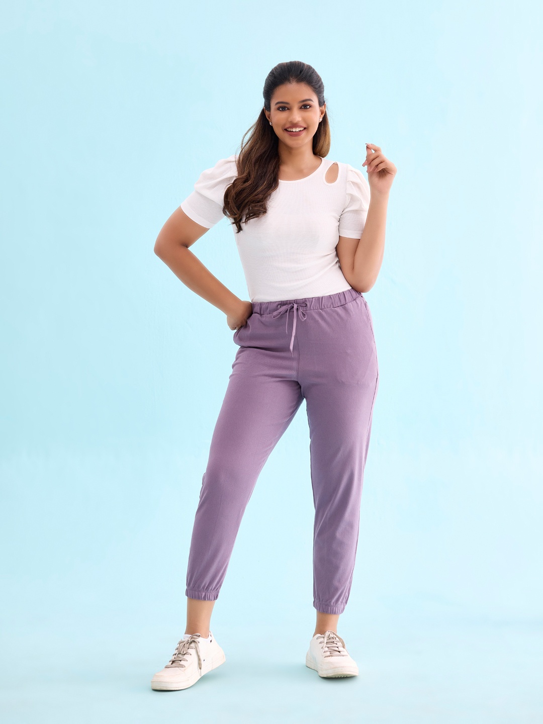 

Go Colors Women Plus Size Mid-Rise Joggers, Violet