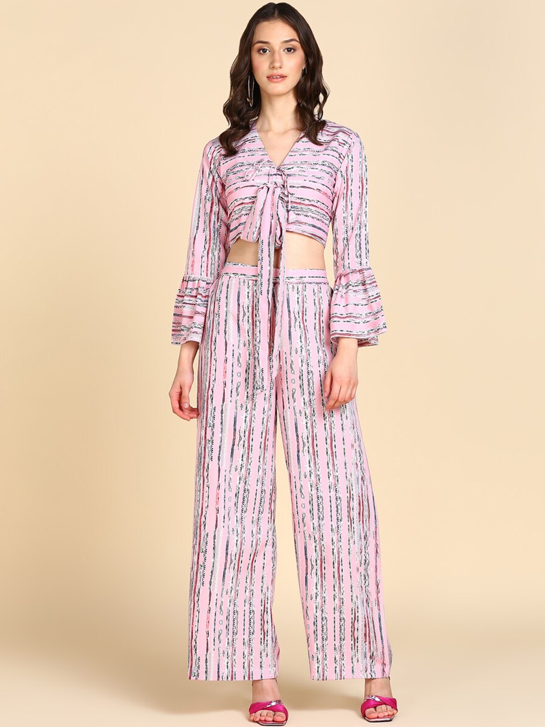 

BAESD Crop Top Palazzo Co-Ords Set, Pink