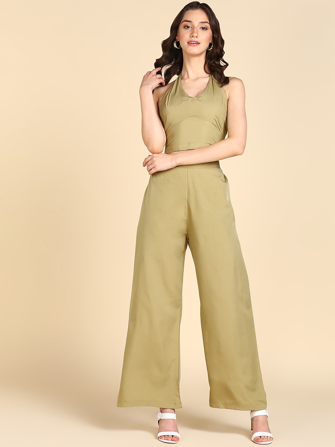

BAESD Crop Casual Top & Palazzo, Olive
