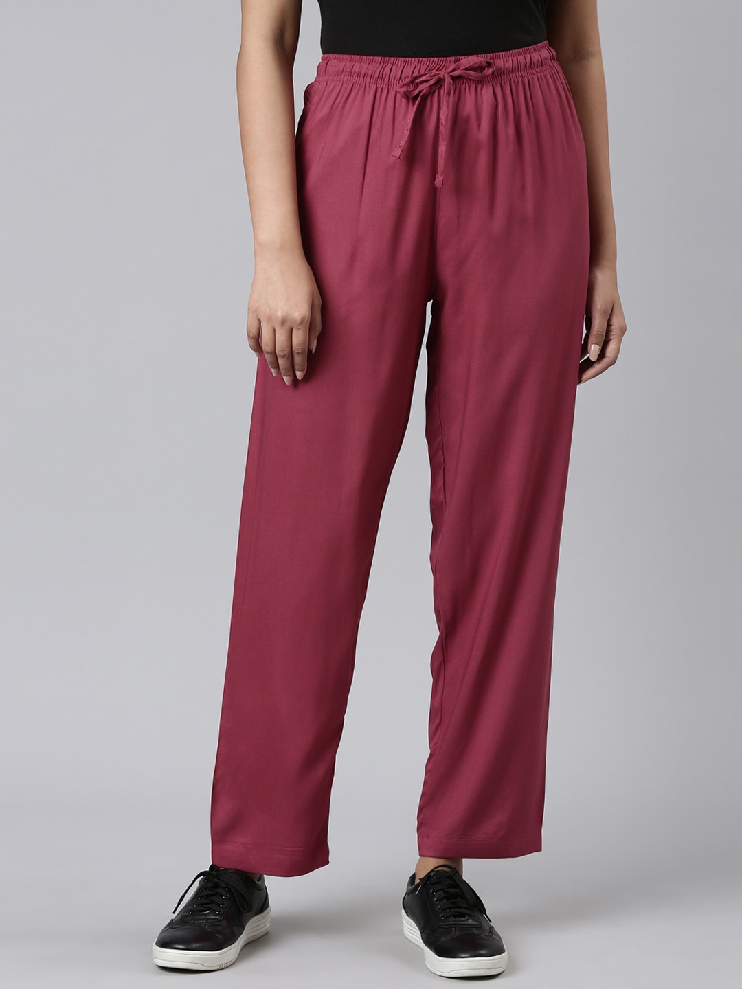 

Go Colors Women Mid Rise Trousers, Maroon