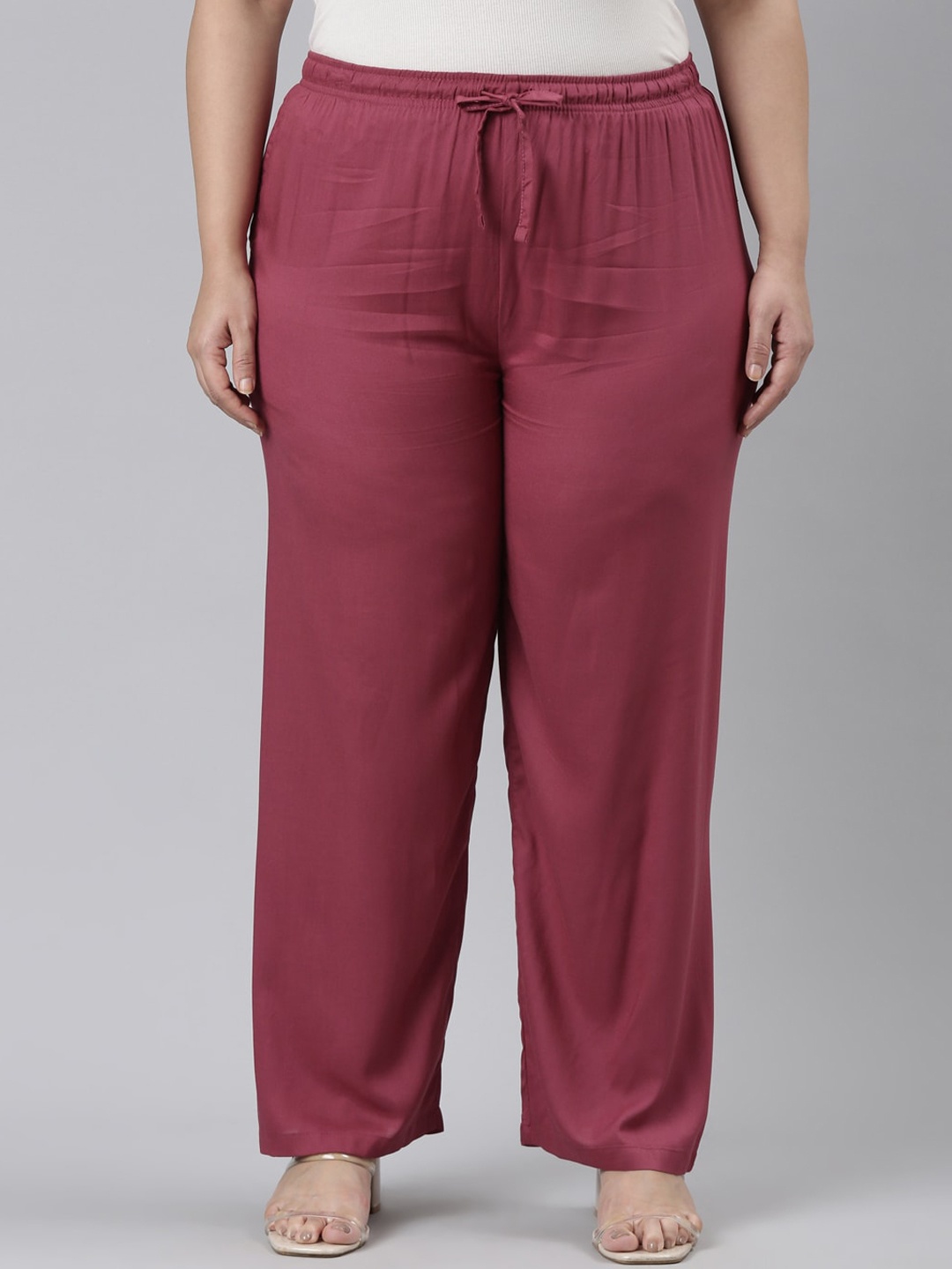 

Go Colors Women Mid Rise Trousers, Maroon