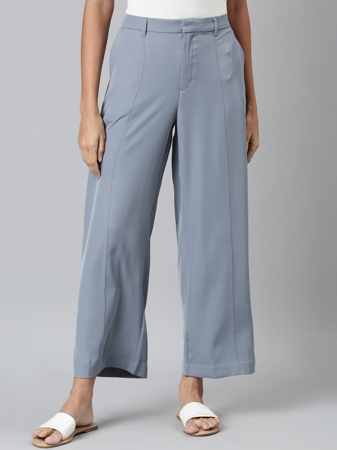 

Go Colors Women Blue High-Rise Parallel Trousers
