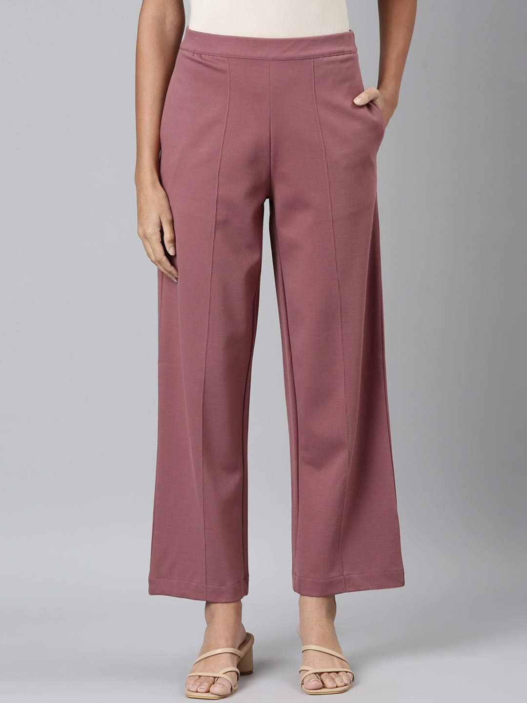 

Go Colors Women High-Rise Parallel Trousers, Mauve