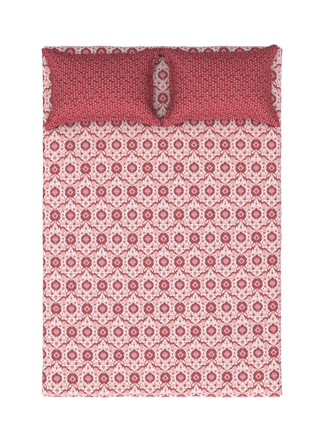 

MYTRIDENT Aroma Pink White Floral Cotton 144 TC King Bedsheet With 2 Pillow Covers