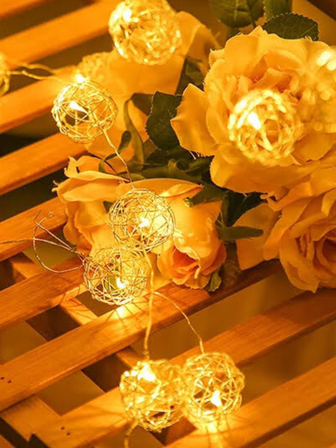 

Glimmer Lightings Yellow Ball LED String Lights, Gold