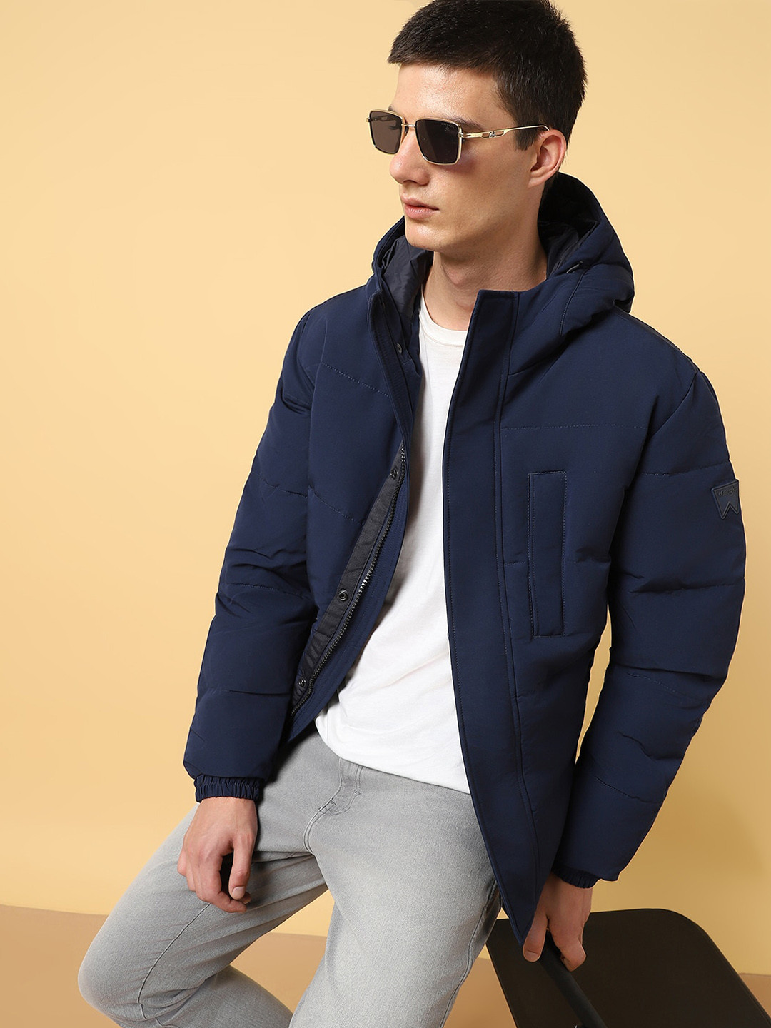 

Wrangler Hooded Padded Jacket, Navy blue