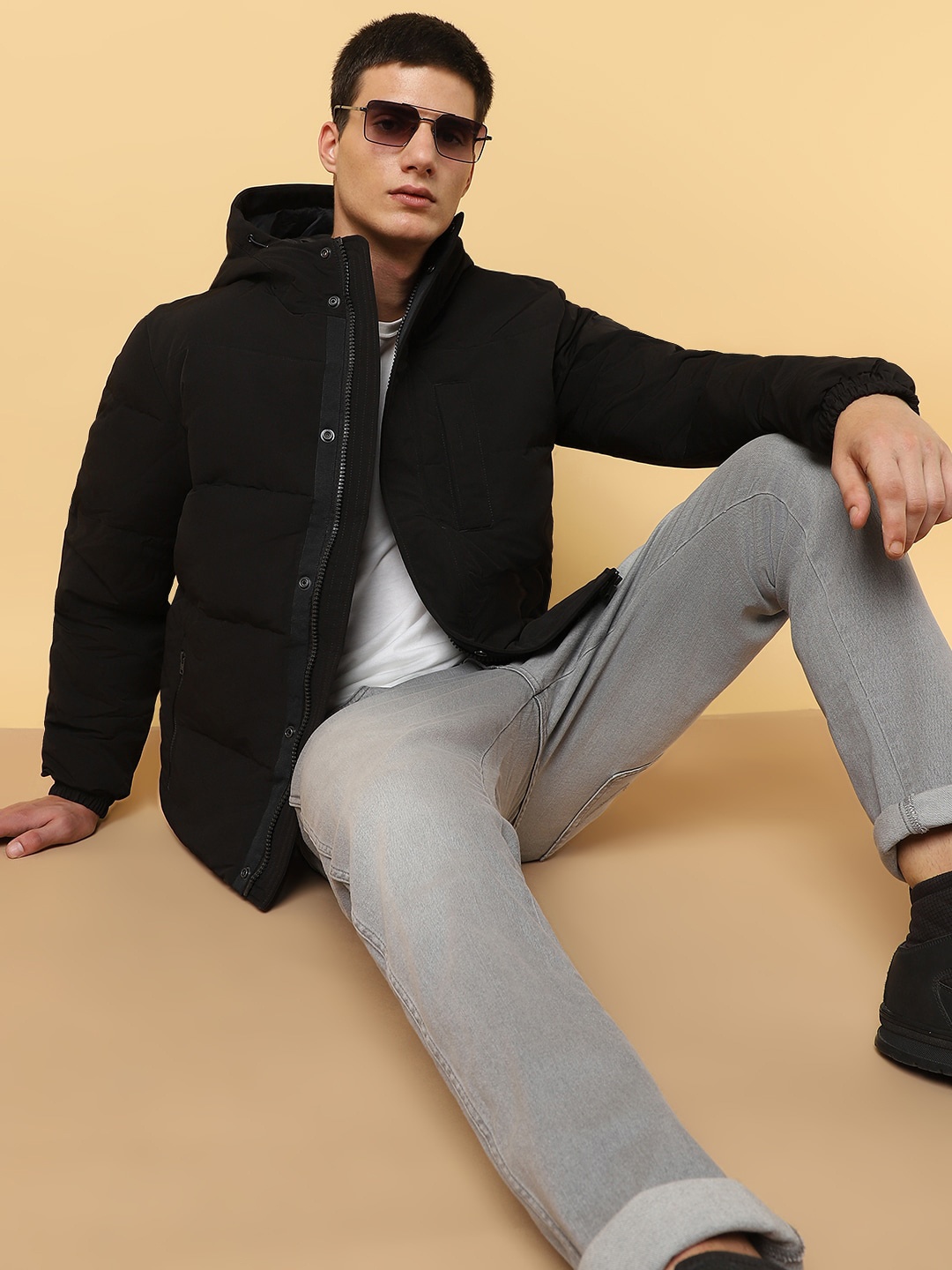 

Wrangler Hooded Padded Jacket, Black