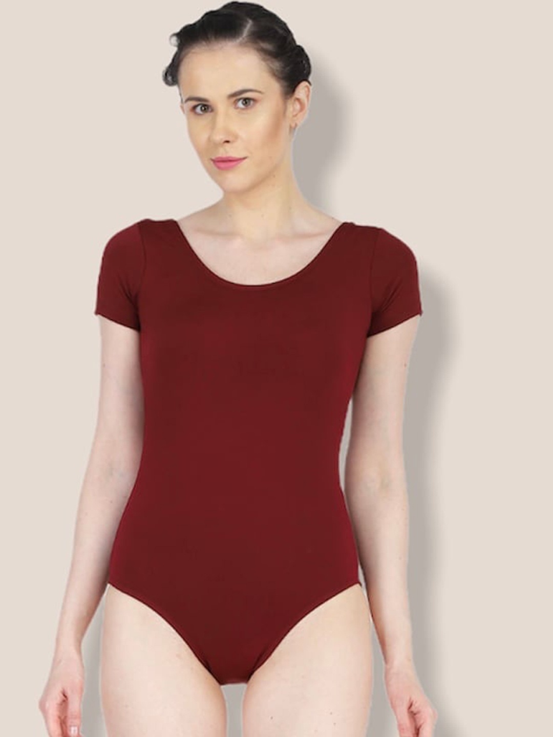 

The Dance Bible Women Classic Short Sleeve Bodysuit, Maroon