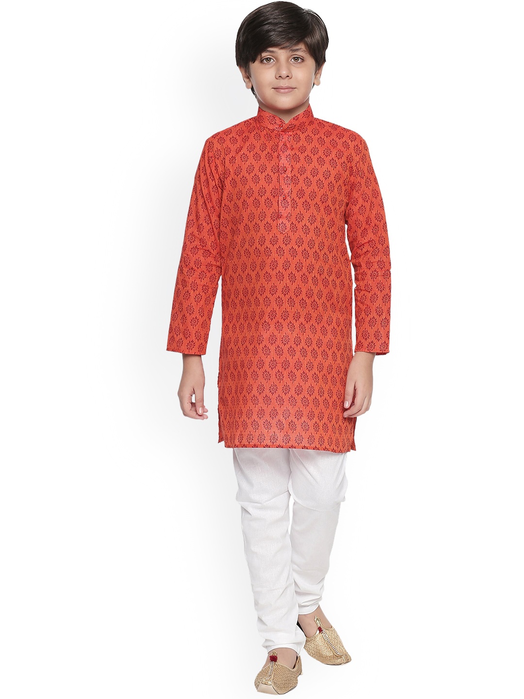 

BAESD Boys Ethnic Motifs Printed Regular Kurta with Pyjamas, Orange