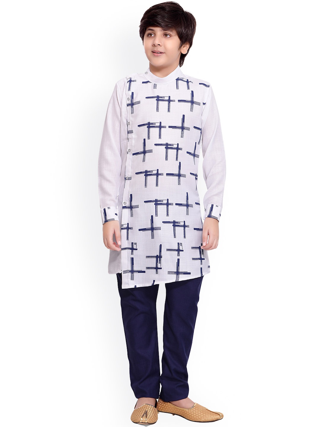 

BAESD Boys Printed Regular Kurta with Pyjamas, White