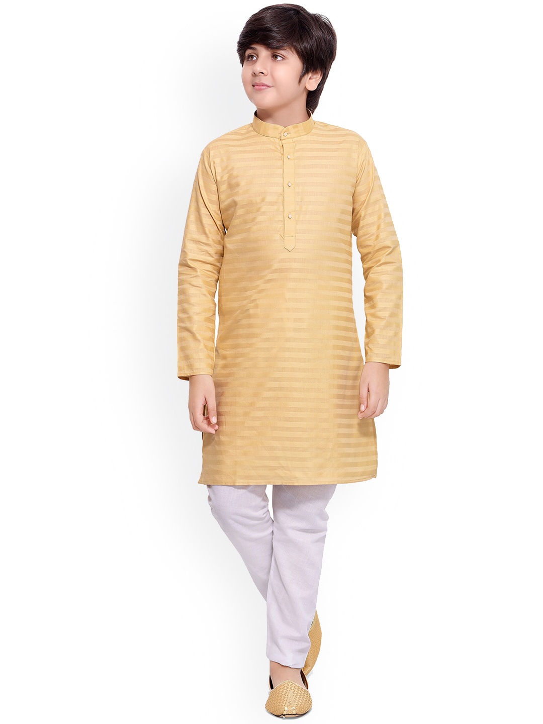 

BAESD Boys Striped Regular Kurta with Pyjamas, Beige
