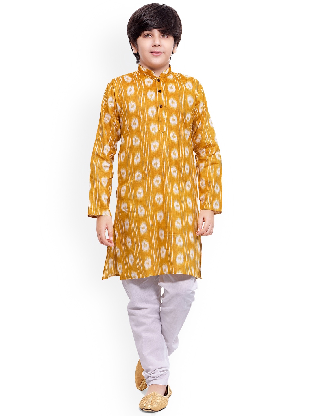 

BAESD Boys Ethnic Motifs Printed Regular Kurta with Pyjamas, Yellow