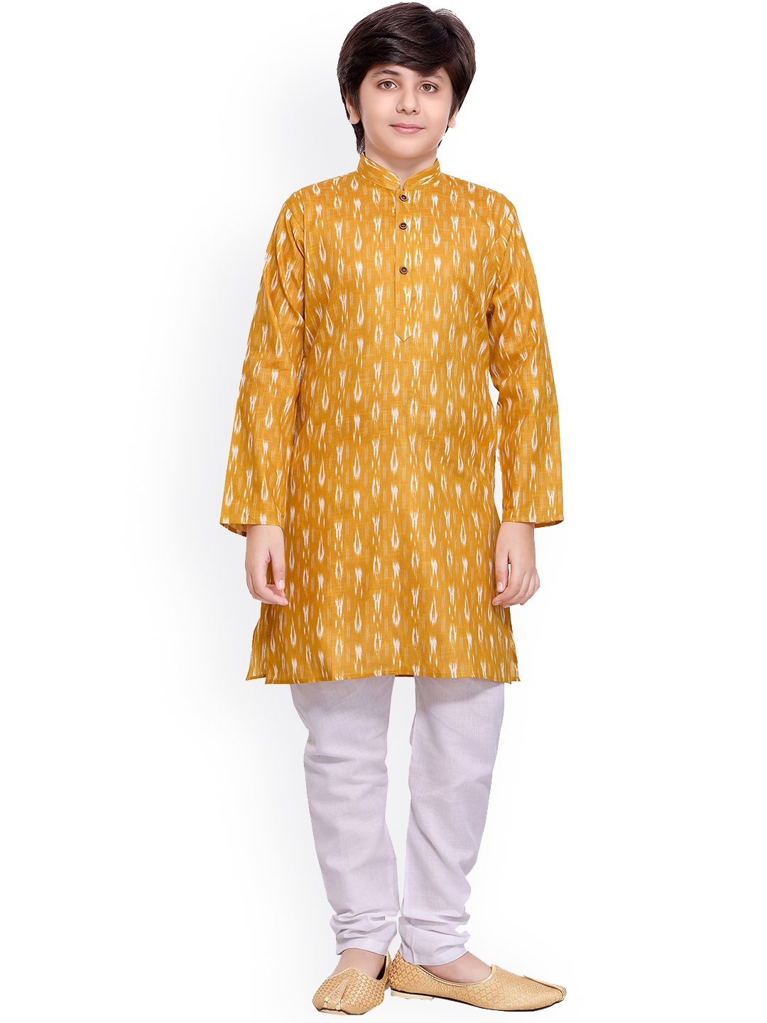 

BAESD Boys Ethnic Motifs Printed Regular Kurta with Pyjamas, Yellow