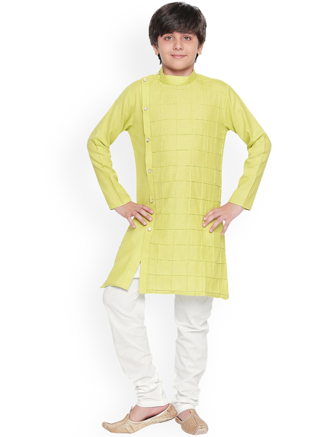 

BAESD Boys Mnadarin Collar Regular Kurta with Pyjamas, Green