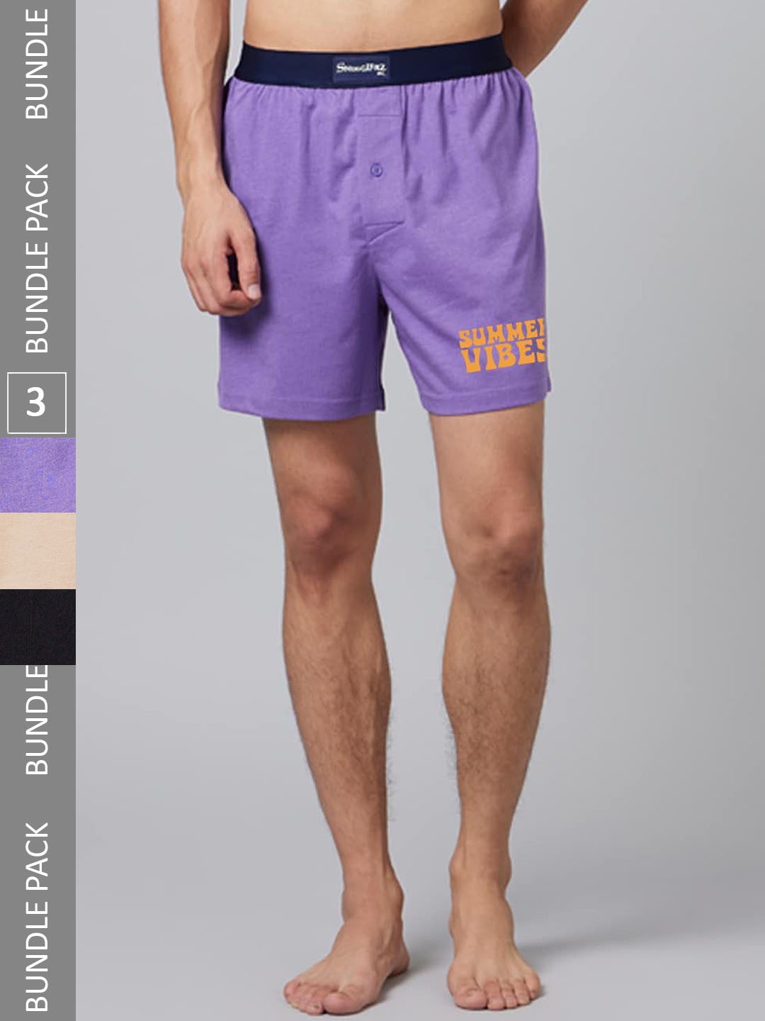 

Smugglerz Pack Of 3 Pure Cotton Printed Boxers Dreamland-Men-Boxer-3pc-Pack-S, Purple