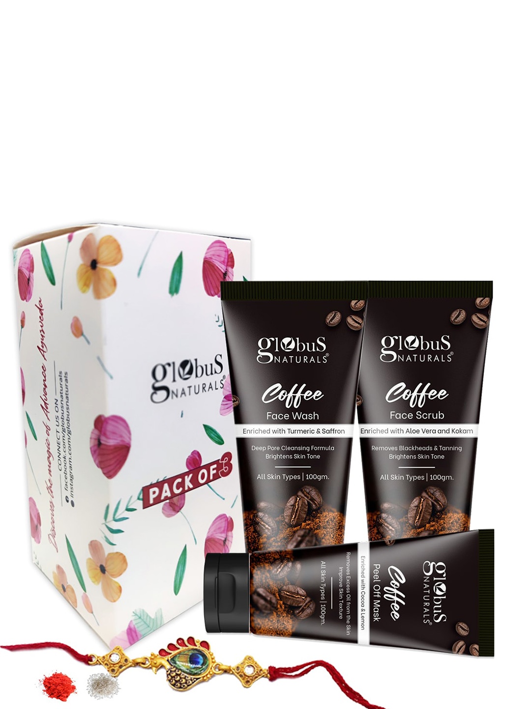 

Globus naturals Set Of 3 Rakhi Gift Set With Skin Care, Black