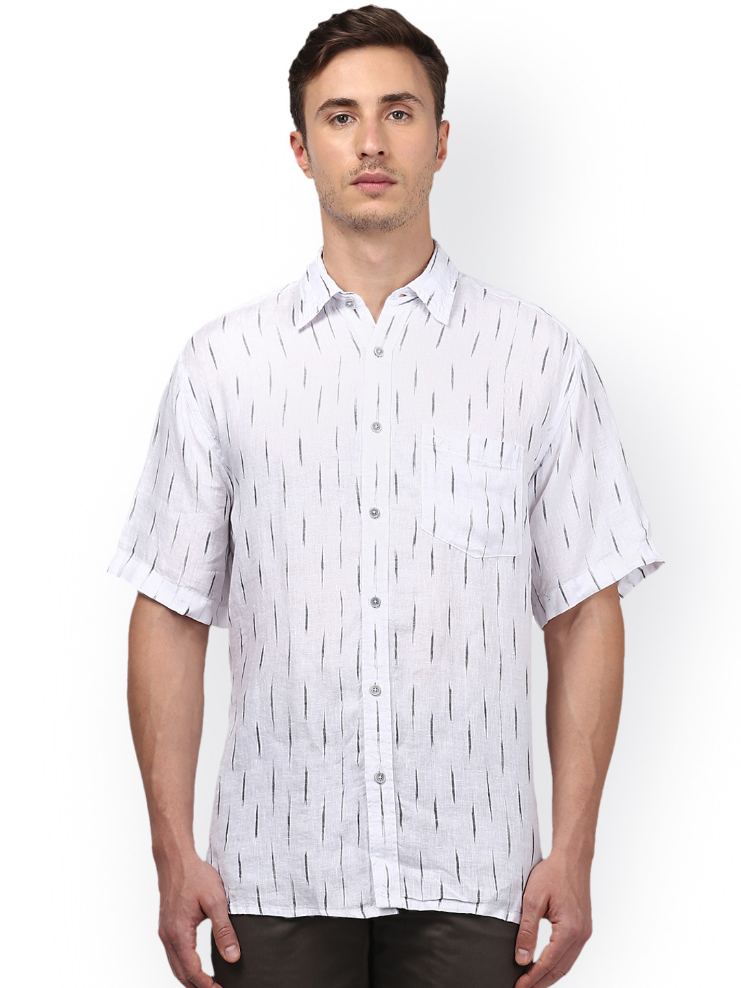

ColorPlus Men White Regular Fit Self Design Casual Shirt