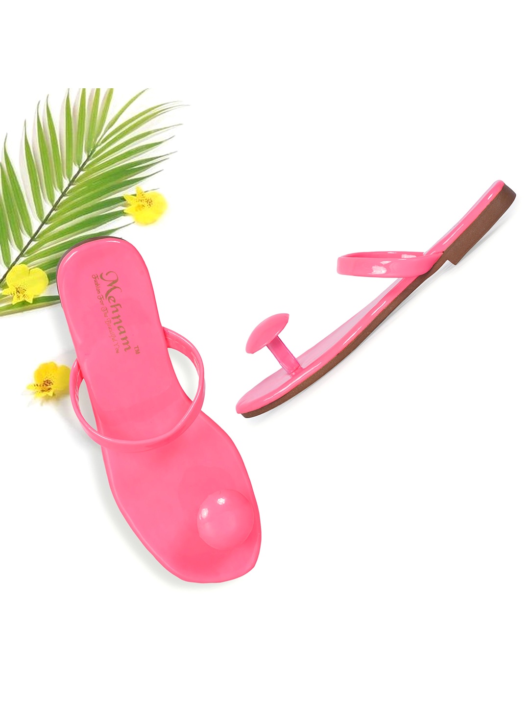 

MEHNAM Single Strap One Toe Flats, Pink