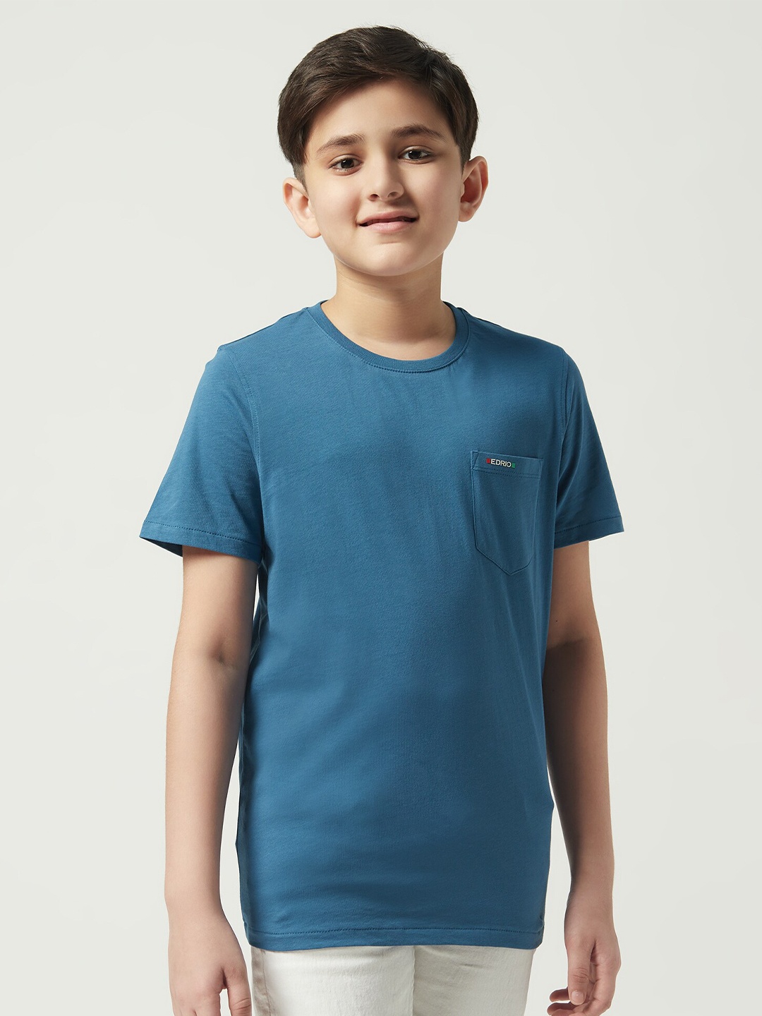 

EDRIO Boys Round Neck Cotton T-shirt, Blue
