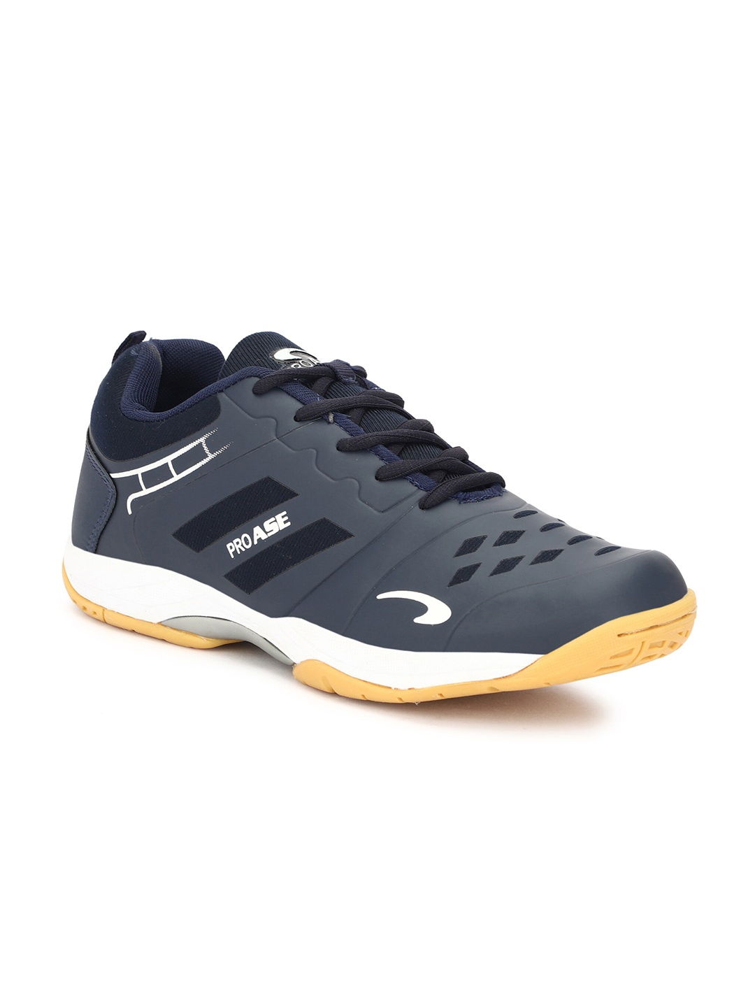 

PROASE Men Super Grip EVA Technology Lace-Up Badminton Shoes, Navy blue