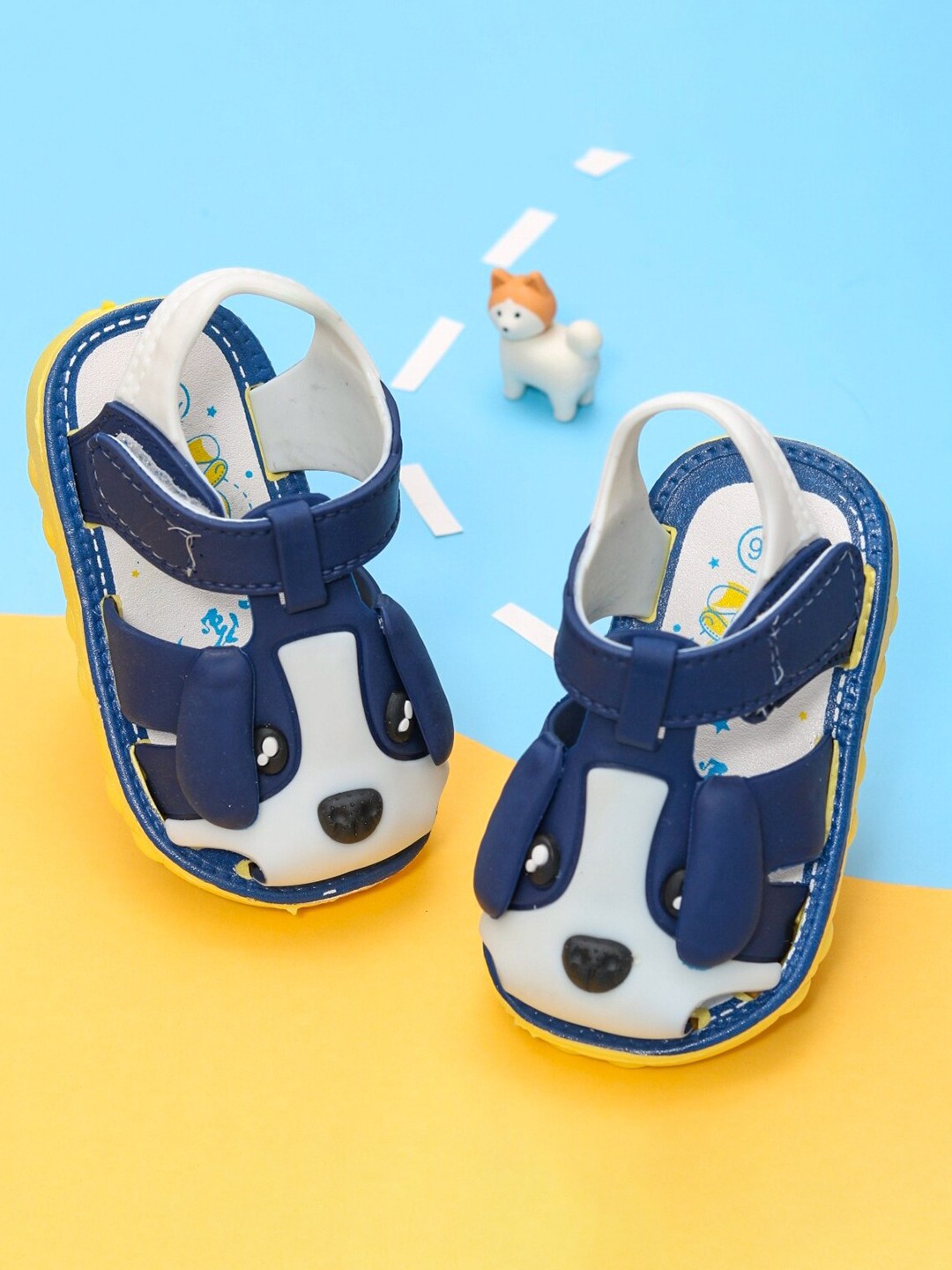 

Yellow Bee Infant Boys Cute Puppy Comfort Sandals With Velcro Closure, Navy blue