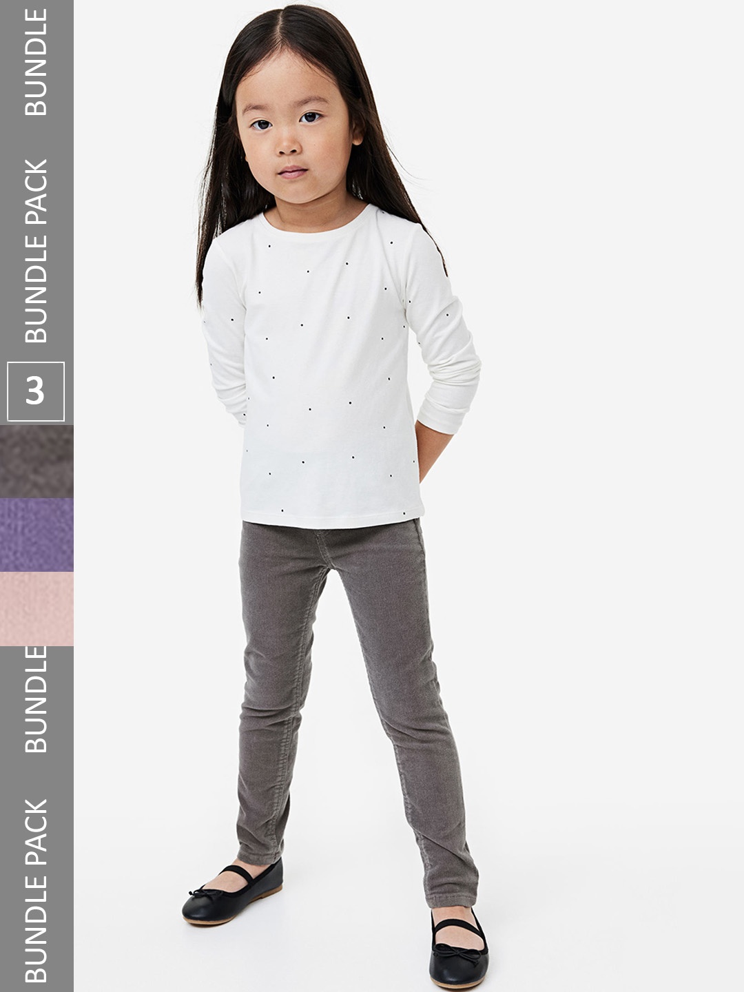 

H&M Girls 3-Pack Corduroy Treggings, Pink