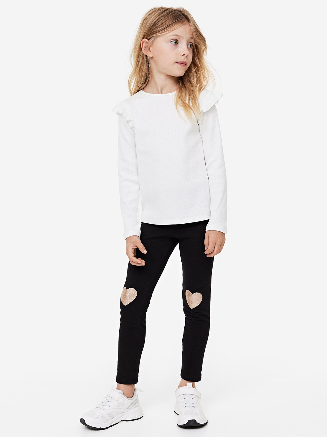 

H&M Girls Brushed-Inside Leggings, Black