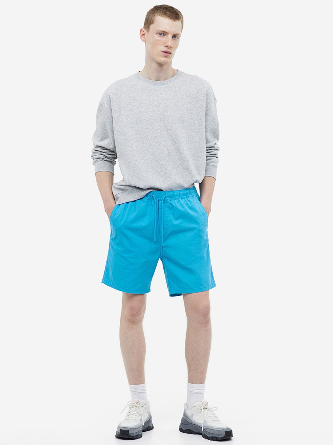 

H&M Men Regular Fit Cotton Shorts, Blue