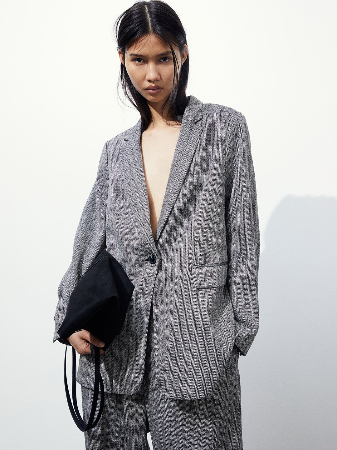 

H&M Single-Breasted blazer, Grey