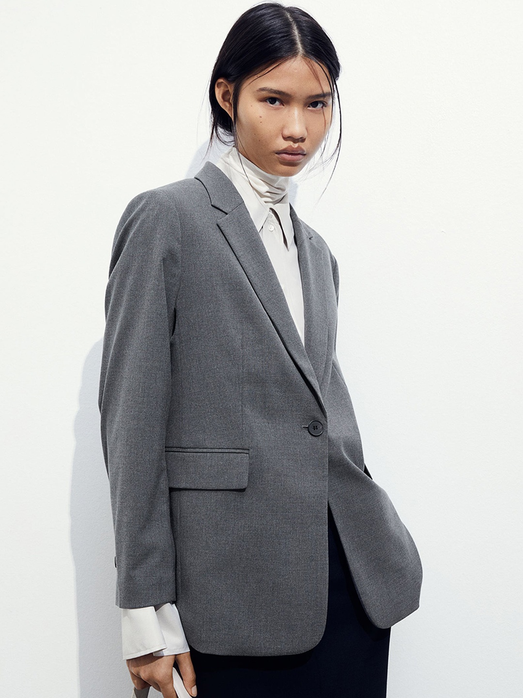 

H&M Single-Breasted Jacket, Grey