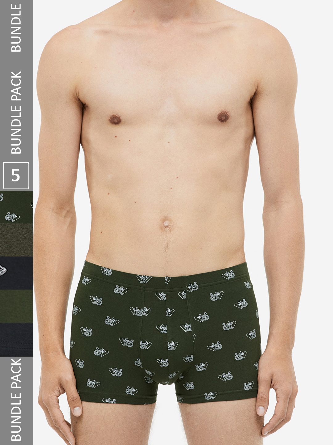 

H&M 5-Pack Short Cotton Trunks, Black