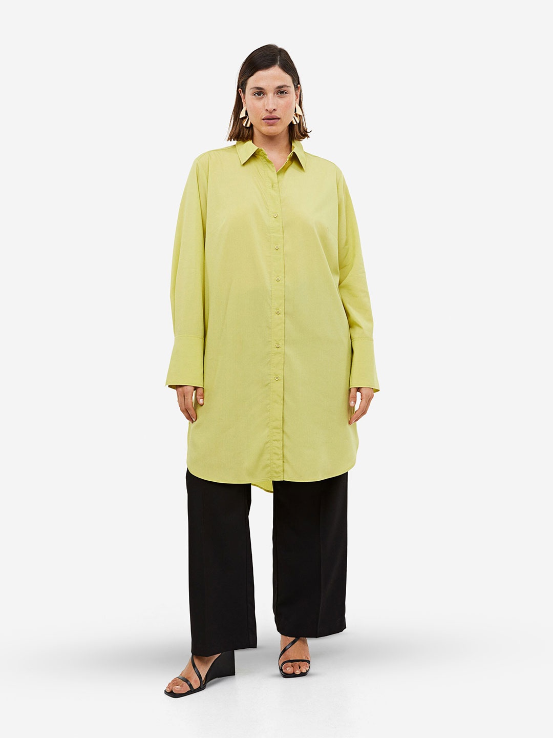 

H&M Lyocell-Blend Shirt Dress, Green