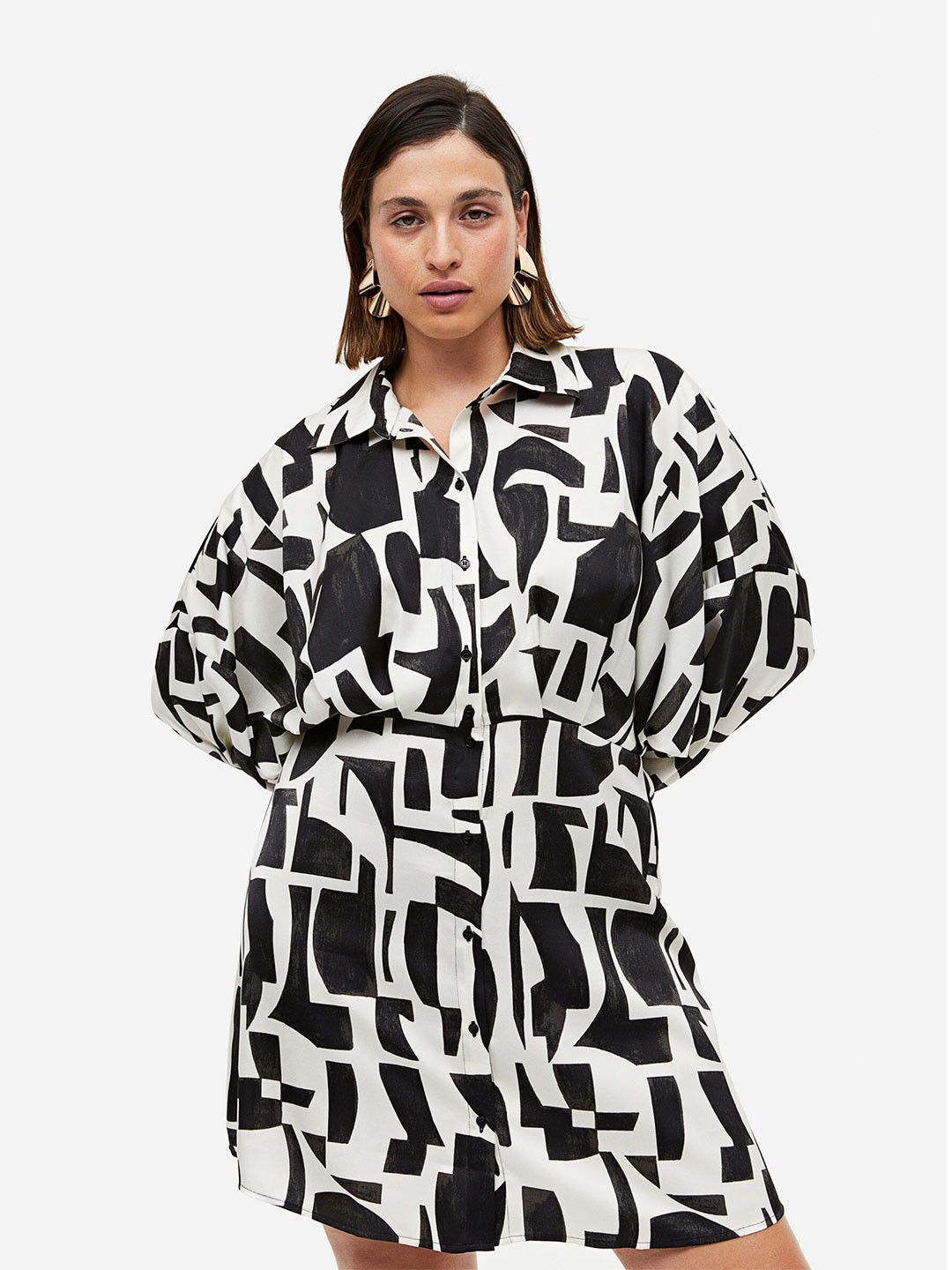 

H&M Satin Shirt Dress, White