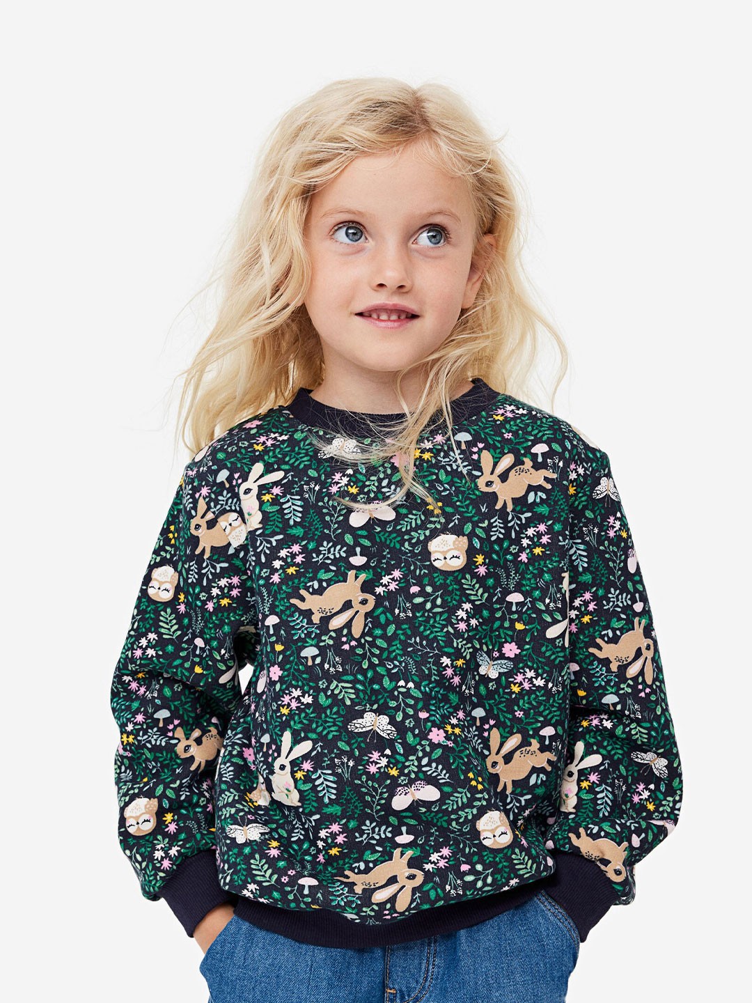 

H&M Printed Sweatshirt, Blue