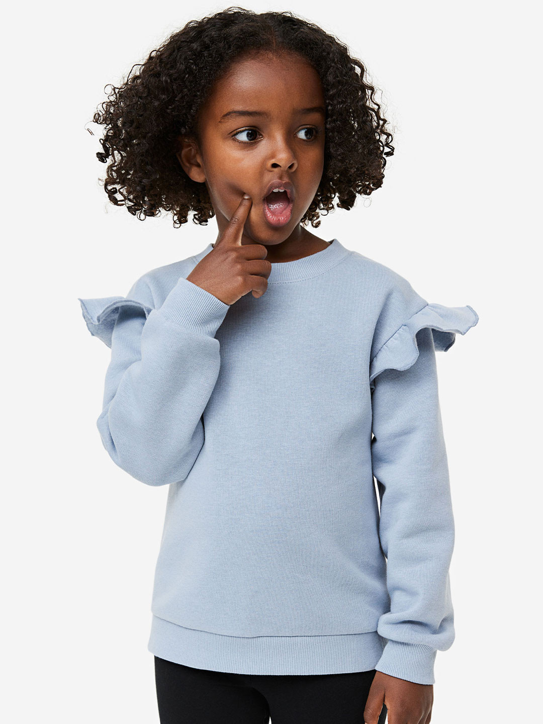 

H&M Girls Frill-Trimmed Sweatshirt, Blue