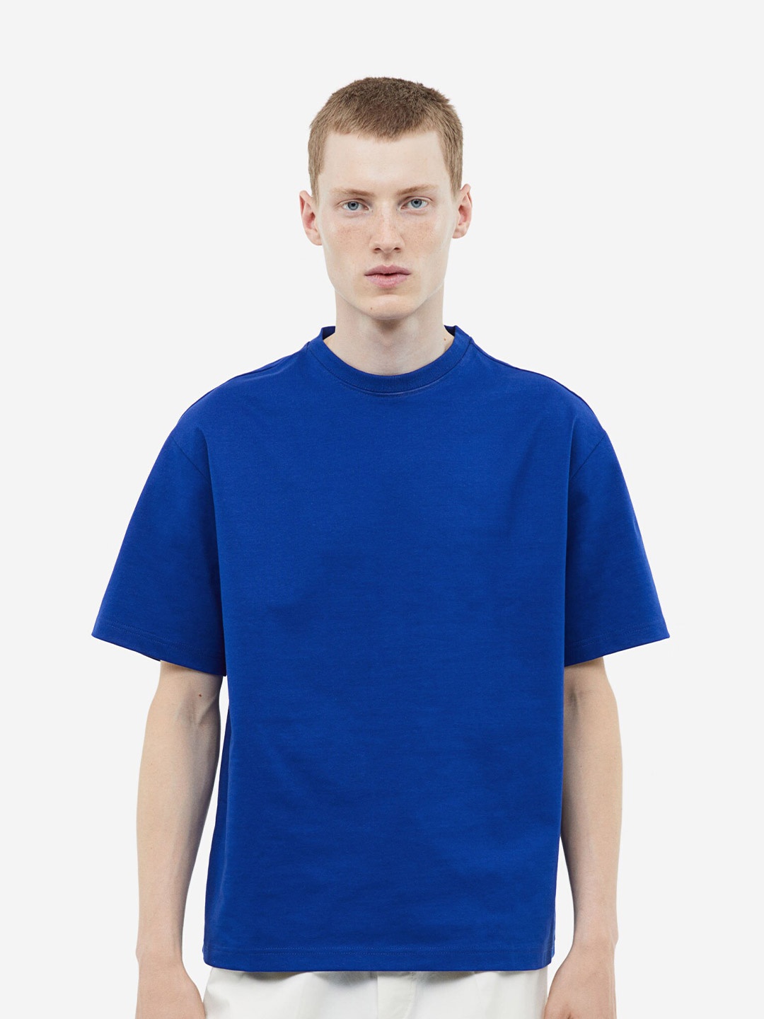 

H&M Pure Cotton Relaxed Fit T-shirt, Blue