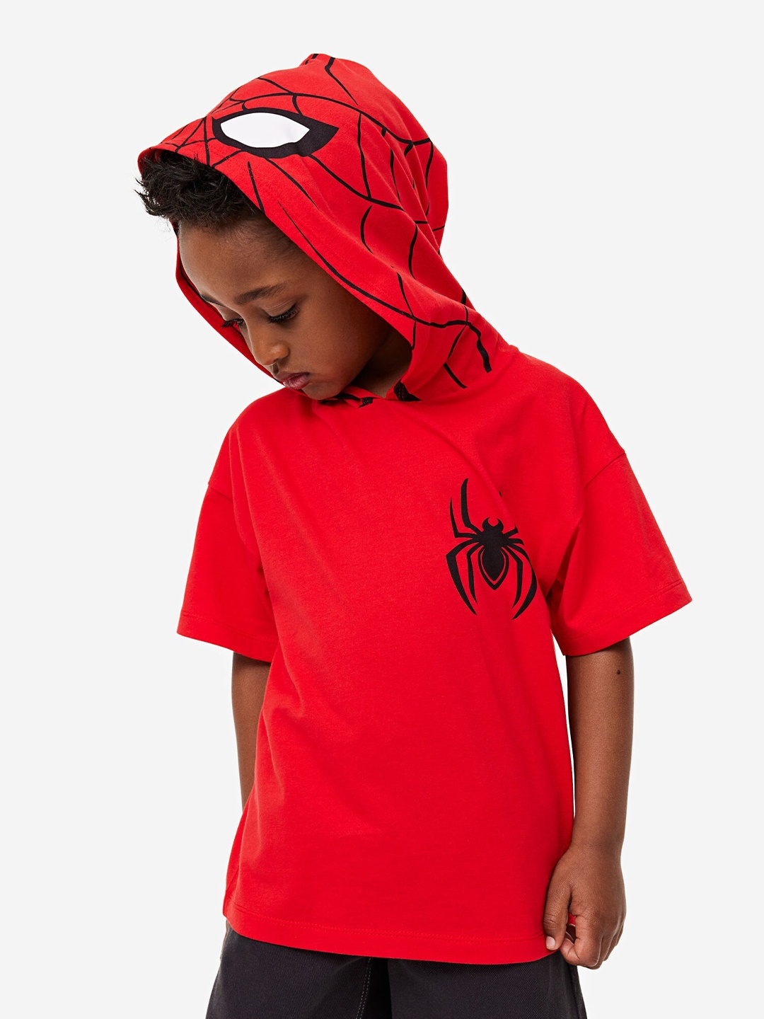 

H&M Boys Pure Cotton Hooded T-shirt, Red
