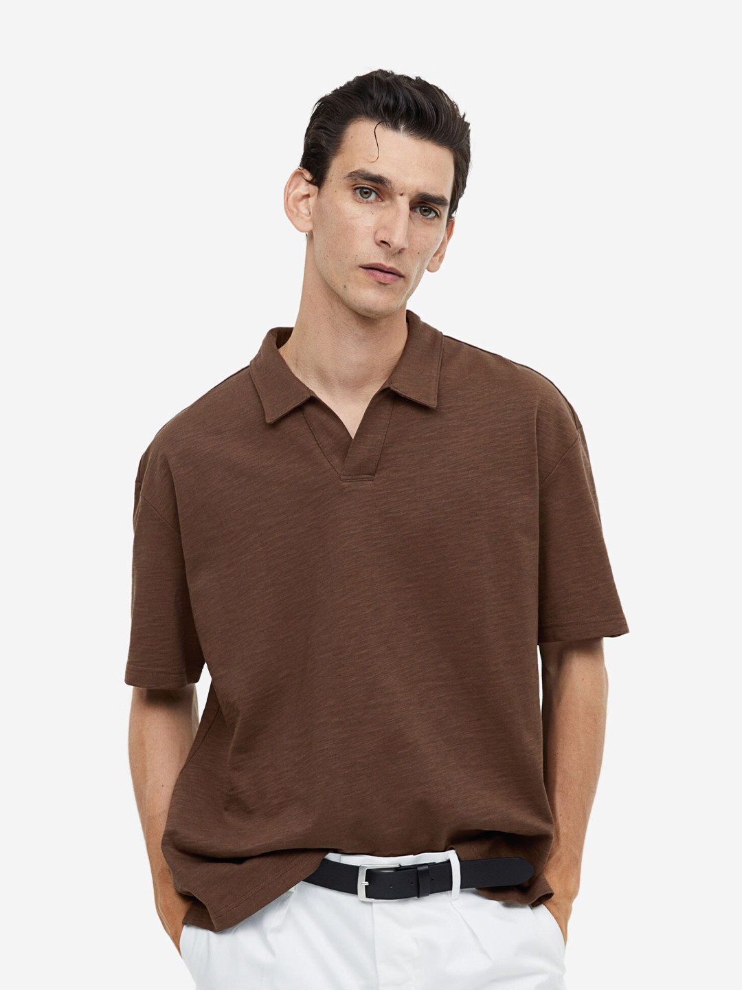 

H&M Relaxed Fit Polo shirt, Brown